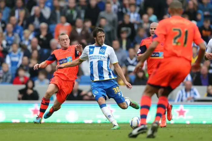 Framed Print : Brighton & Hove Albion's Will Buckley Scores Third Goal Against Bolton Wanderers (3-1), September 21, 2013