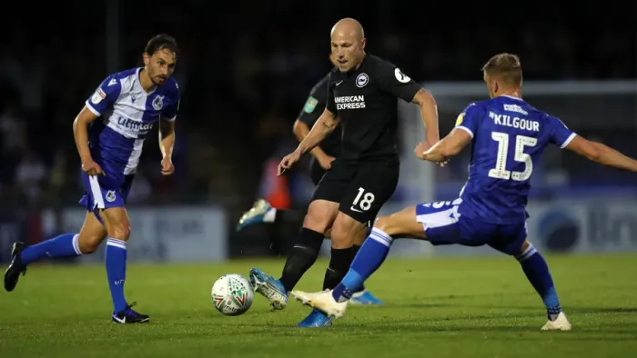 Framed Print : Brighton and Hove Albion's Carabao Cup Battle at Memorial Ground Against Bristol Rovers (27AUG19)