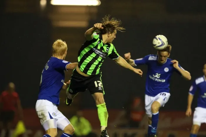 Framed Print : Brighton & Hove Albion's Craig Mackail-Smith Faces Off Against Leicester City in Championship Clash, October 2012 Framed Print : Brighton & Hove Albion's Craig Mackail-Smith Faces Off Against Leicester City in Championship Clash, October 2012