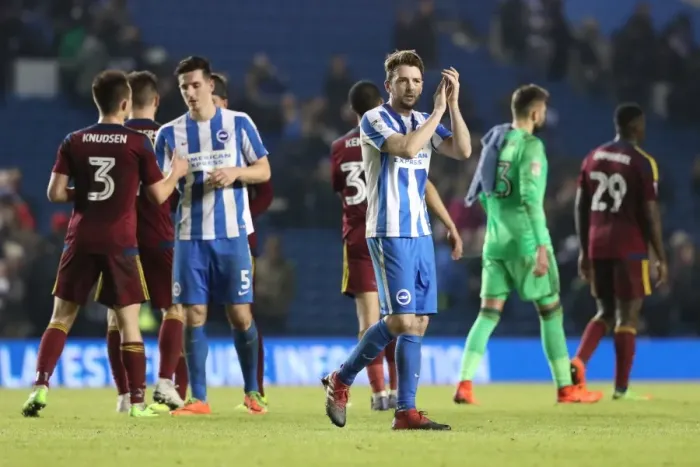 Framed Print : Brighton & Hove Albion's Dale Stephens Applauds during Ipswich Town Clash in EFL Sky Bet Championship (14FEB17) Framed Print : Brighton & Hove Albion's Dale Stephens Applauds during Ipswich Town Clash in EFL Sky Bet Championship (14FEB17)