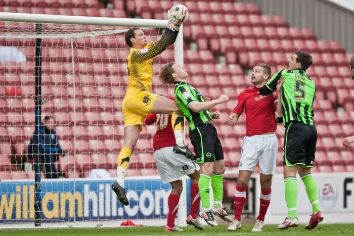 Framed Print : Brighton & Hove Albion's David Button in Action at Barnsley, Npower Championship, 2012 Framed Print : Brighton & Hove Albion's David Button in Action at Barnsley, Npower Championship, 2012