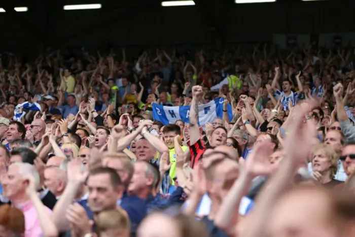 Framed Print : Brighton and Hove Albion's Euphoric Fans Celebrate Championship Victory at Craven Cottage (Fulham, 15th August 2015) Framed Print : Brighton and Hove Albion's Euphoric Fans Celebrate Championship Victory at Craven Cottage (Fulham, 15th August 2015)