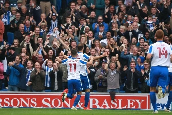 Brighton & Hove Albion's Glenn Murray Celebrates First Goal Against Norwich City in Sky Bet Championship (29OCT16)