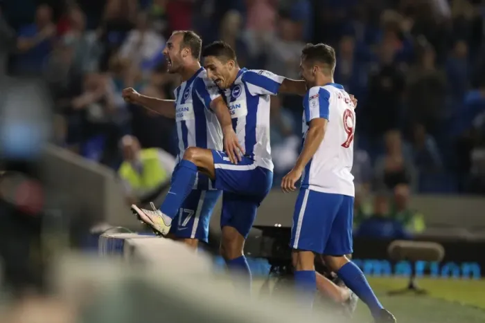Framed Print : Brighton & Hove Albion's Glenn Murray Scores the Second Goal Against Nottingham Forest in EFL Sky Bet Championship Match, August 12, 2016 Framed Print : Brighton & Hove Albion's Glenn Murray Scores the Second Goal Against Nottingham Forest in EFL Sky Bet Championship Match, August 12, 2016