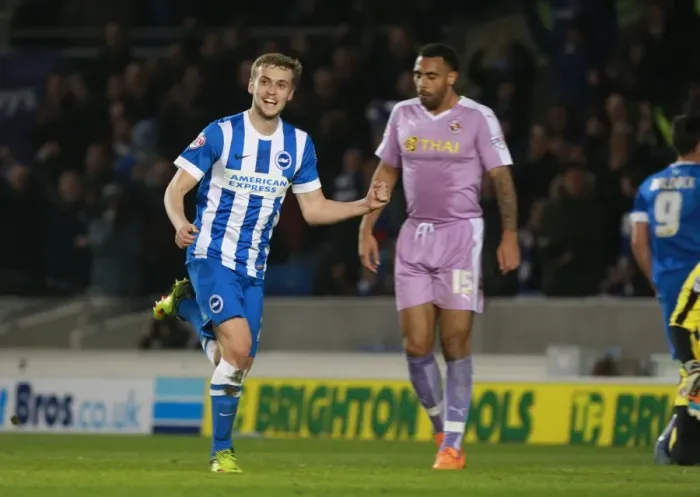 Framed Print : Brighton & Hove Albion's James Wilson Scores the Opener in Sky Bet Championship Match Against Reading (15 March 2016) Framed Print : Brighton & Hove Albion's James Wilson Scores the Opener in Sky Bet Championship Match Against Reading (15 March 2016)