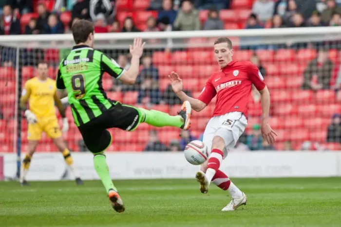 Framed Print : Brighton & Hove Albion's Jim McNulty Scores Past Barnsley's Ashley Barnes, Npower Championship 2012 Framed Print : Brighton & Hove Albion's Jim McNulty Scores Past Barnsley's Ashley Barnes, Npower Championship 2012