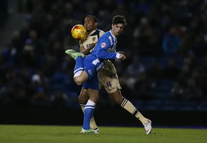 Framed Print : Brighton and Hove Albion's Joao Carlos Teixeira in Action Against Leeds United, 2015 Framed Print : Brighton and Hove Albion's Joao Carlos Teixeira in Action Against Leeds United, 2015