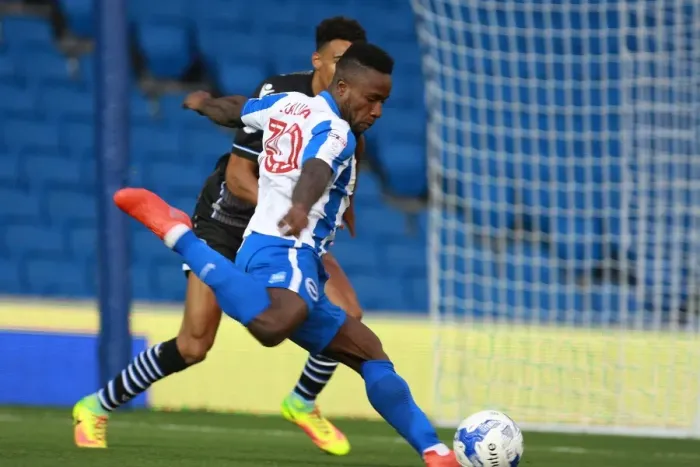 Framed Print : Brighton & Hove Albion's Kazenga LuaLua in Action against Colchester United during the EFL Cup First Round, 2016 Framed Print : Brighton & Hove Albion's Kazenga LuaLua in Action against Colchester United during the EFL Cup First Round, 2016