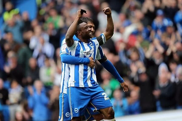 Brighton & Hove Albion's Kazenga LuaLua Scores and Celebrates 2-0 Lead Against Wolverhampton Wanderers (May 4, 2013)