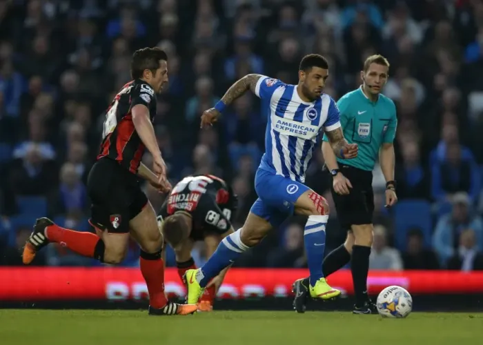 Framed Print : Brighton and Hove Albion's Leon Best in Action Against AFC Bournemouth (April 10, 2015) Framed Print : Brighton and Hove Albion's Leon Best in Action Against AFC Bournemouth (April 10, 2015)