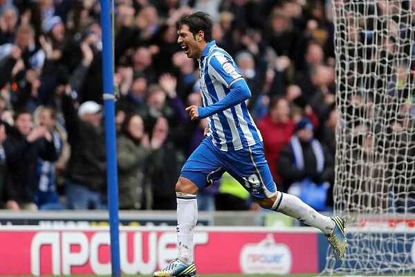 Brighton & Hove Albion's Leonardo Ulloa Scores His Second Goal, Making It 3-0 Against Crystal Palace (March 17, 2013)