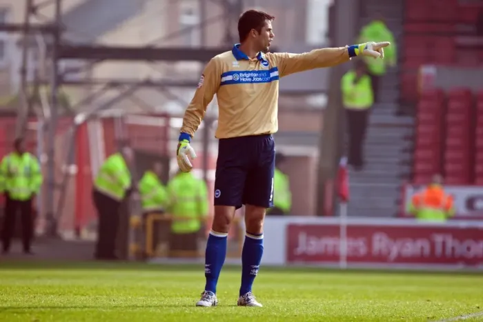 Framed Print : Brighton & Hove Albion's Peter Brezovan Faces Off Against Nottingham Forest in Championship Clash (Mar 2012) Framed Print : Brighton & Hove Albion's Peter Brezovan Faces Off Against Nottingham Forest in Championship Clash (Mar 2012)