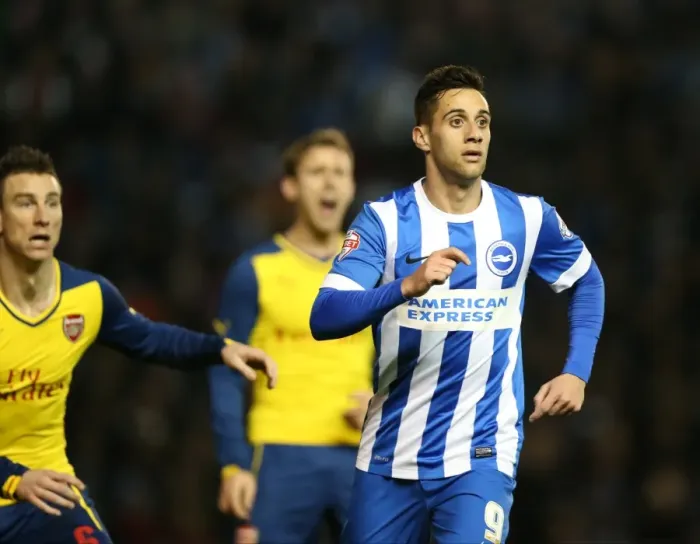 Framed Print : Brighton & Hove Albion's Sam Baldock Faces Off Against Arsenal in FA Cup Clash, American Express Community Stadium, January 2015 Framed Print : Brighton & Hove Albion's Sam Baldock Faces Off Against Arsenal in FA Cup Clash, American Express Community Stadium, January 2015