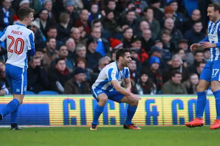 Framed Print : Brighton & Hove Albion's Sam Baldock Scores the Opener Against Queens Park Rangers in Sky Bet Championship, December 2016 Framed Print : Brighton & Hove Albion's Sam Baldock Scores the Opener Against Queens Park Rangers in Sky Bet Championship, December 2016
