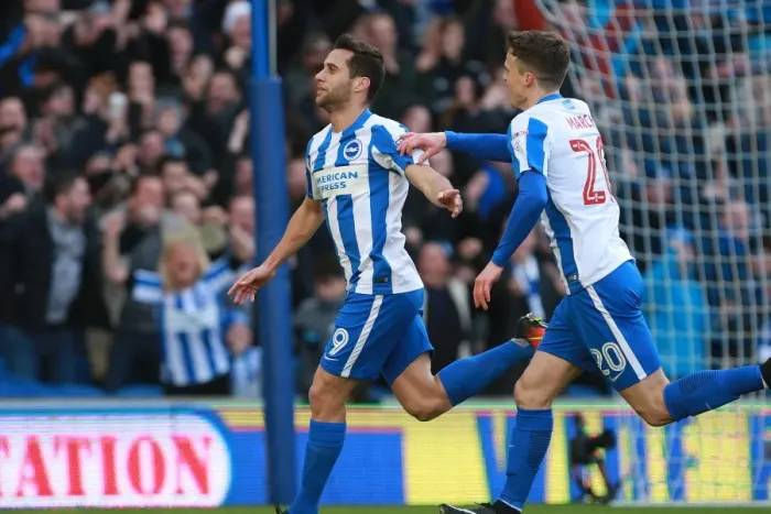 Framed Print : Brighton & Hove Albion's Sam Baldock Scores the Opener in Sky Bet Championship Match against Queens Park Rangers (December 2016) Framed Print : Brighton & Hove Albion's Sam Baldock Scores the Opener in Sky Bet Championship Match against Queens Park Rangers (December 2016)
