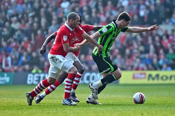 Brighton & Hove Albion's Sam Vokes in Action Against Nottingham Forest, March 24, 2012