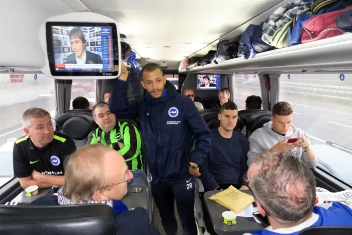 Framed Print : Brighton & Hove Albion's Sky Bet 10 in 10 Bus Journey: Fans and Liam Rosenior Heading to Birmingham City Game (17DEC16) Framed Print : Brighton & Hove Albion's Sky Bet 10 in 10 Bus Journey: Fans and Liam Rosenior Heading to Birmingham City Game (17DEC16)