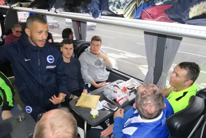 Framed Print : Brighton and Hove Albion's Sky Bet 10 in 10 Bus Journey: Fans with Lian Rosenior Heading to Birmingham City Game (17DEC16) Framed Print : Brighton and Hove Albion's Sky Bet 10 in 10 Bus Journey: Fans with Lian Rosenior Heading to Birmingham City Game (17DEC16)