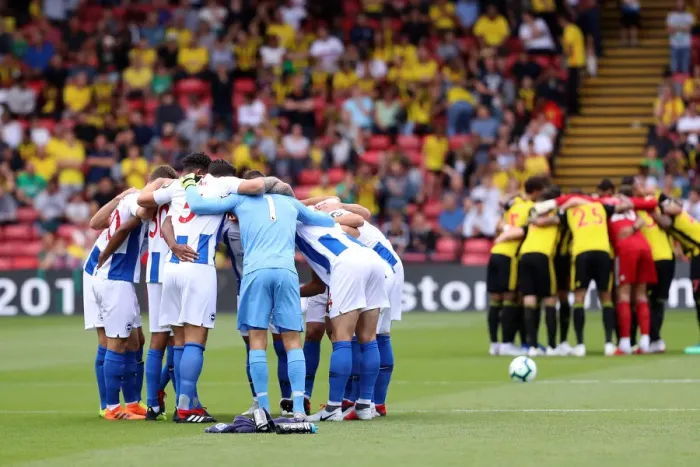 Framed Print : Brighton and Hove Albion's Team Huddle Before Kick-off Against Watford (11AUG18) Framed Print : Brighton and Hove Albion's Team Huddle Before Kick-off Against Watford (11AUG18)