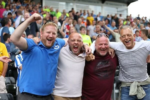 Brighton and Hove Albion's Thrilling Championship Win at Craven Cottage: Fans Celebrate in Jubilant Mood (15 / 08 / 2015)