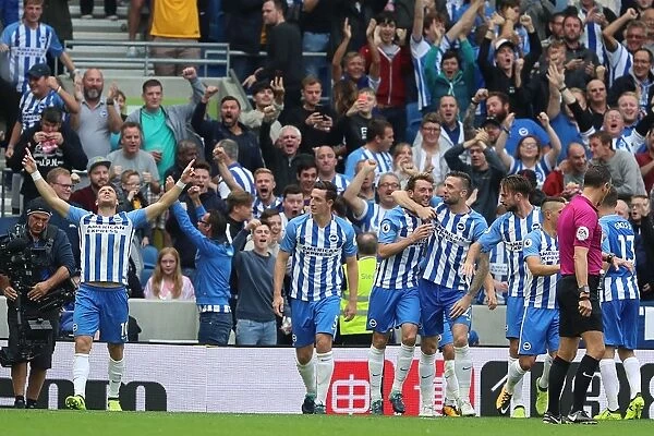 Brighton and Hove Albion's Tomer Hemed Celebrates First Goal Against Newcastle United in Premier League (12th August 2017)