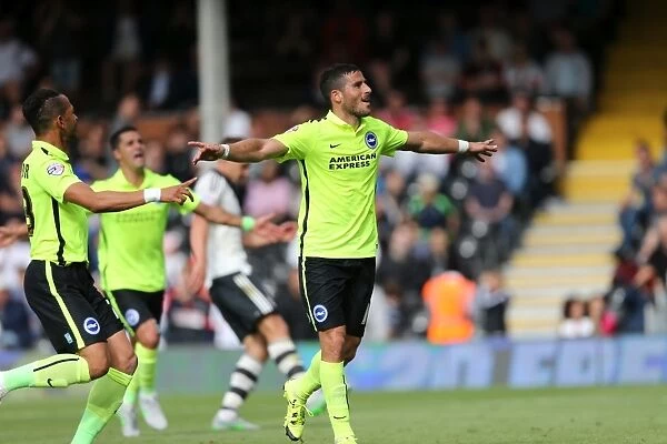 Brighton and Hove Albion's Tomer Hemed Scores Decisive Penalty in 2-1 Sky Bet Championship Win over Fulham (15 / 08 / 2015)