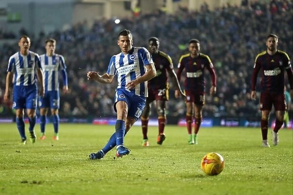 Brighton & Hove Albion's Tomer Hemed Scores Penalty Against Ipswich Town in EFL Sky Bet Championship (14 FEBRUARY 2017)