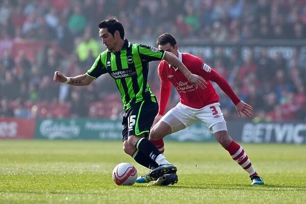 Brighton & Hove Albion's Vicente Faces Off Against Nottingham Forest in NPower Championship Clash, March 2012