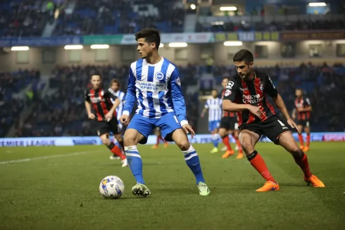 Framed Print : Brighton Midfielder Joao Carlos Teixeira in Action Against AFC Bournemouth (April 2015)