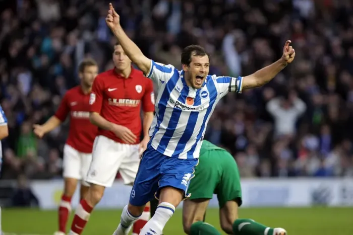 Framed Print : Brighton v Barnsley nPower Championship - Gordon Greer scores Brightons first goal Framed Print : Brighton v Barnsley nPower Championship - Gordon Greer scores Brightons first goal