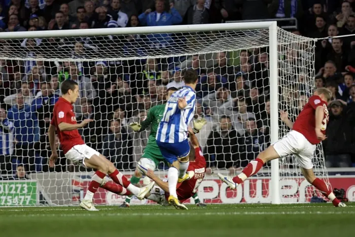 Framed Print : Brighton v Barnsley nPower Championship - Ryan Harley scores Albions second goal Framed Print : Brighton v Barnsley nPower Championship - Ryan Harley scores Albions second goal