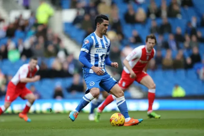 Framed Print : Brighton's Beram Kayal in Action Against Birmingham City, February 2015 Framed Print : Brighton's Beram Kayal in Action Against Birmingham City, February 2015
