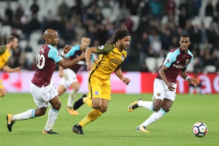 Framed Print : Brighton's Brown Outmuscles Antonio in Premier League Clash vs. West Ham (20OCT17) Framed Print : Brighton's Brown Outmuscles Antonio in Premier League Clash vs. West Ham (20OCT17)