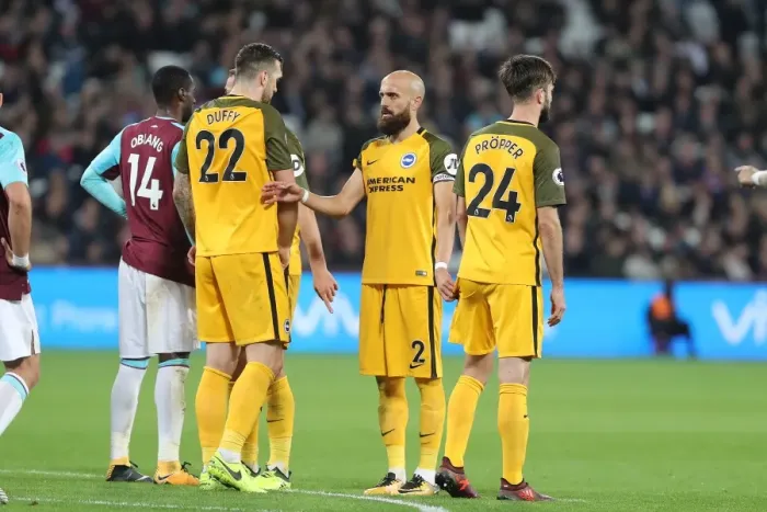 Framed Print : Brighton's Bruno Orders Defensive Wall Against West Ham in Premier League Clash (20OCT17) Framed Print : Brighton's Bruno Orders Defensive Wall Against West Ham in Premier League Clash (20OCT17)