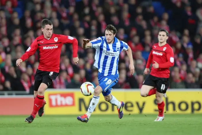 Framed Print : Brighton's Will Buckley Battles for Possession against Cardiff City, Npower Championship 2013 Framed Print : Brighton's Will Buckley Battles for Possession against Cardiff City, Npower Championship 2013