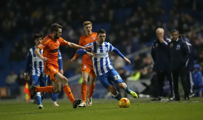 Framed Print : Brighton's Danny Holla Fights for Possession Against Ipswich Town in Sky Bet Championship Clash, January 2015