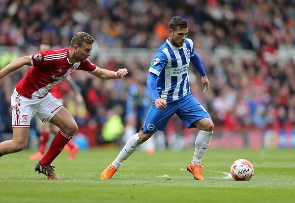 Brighton's Forster-Caskey Fights for Possession against Middlesbrough in Championship Clash (02MAY15)