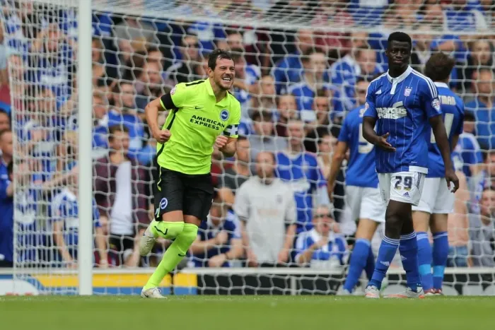 Framed Print : Brighton's Gordon Greer Celebrates Tomer Hemed's Goal Against Ipswich Town in Sky Bet Championship (August 28, 2015) Framed Print : Brighton's Gordon Greer Celebrates Tomer Hemed's Goal Against Ipswich Town in Sky Bet Championship (August 28, 2015)