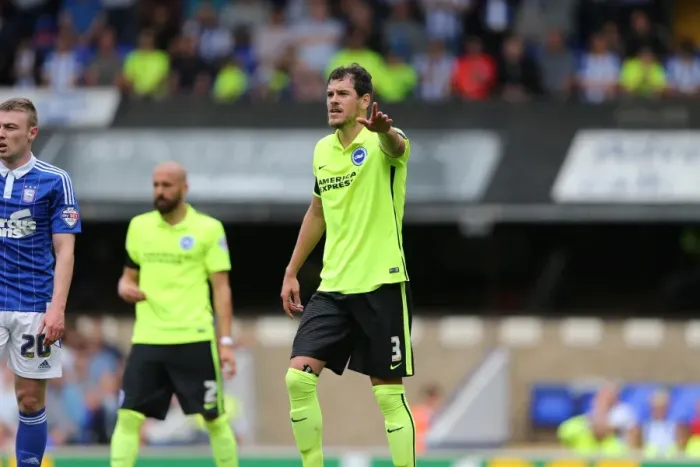 Framed Print : Brighton's Gordon Greer Points the Way in Intense Championship Clash vs. Ipswich Town (28 / 08 / 2015) Framed Print : Brighton's Gordon Greer Points the Way in Intense Championship Clash vs. Ipswich Town (28 / 08 / 2015)