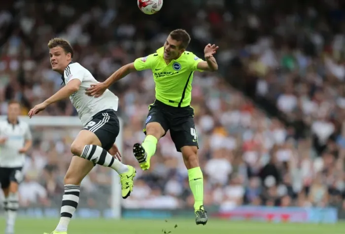 Framed Print : Brighton's Huenemeier in Action: Fulham vs. Brighton & Hove Albion, Sky Bet Championship (15.08.2015) Framed Print : Brighton's Huenemeier in Action: Fulham vs. Brighton & Hove Albion, Sky Bet Championship (15.08.2015)