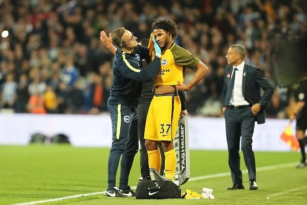 Brighton's Isaiah Brown Receives Treatment for Head Injury During West Ham Clash (20OCT17)