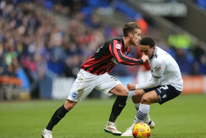 Framed Print : Brighton's Joe Bennett in Action against Bolton Wanderers (28FEB15) Framed Print : Brighton's Joe Bennett in Action against Bolton Wanderers (28FEB15)