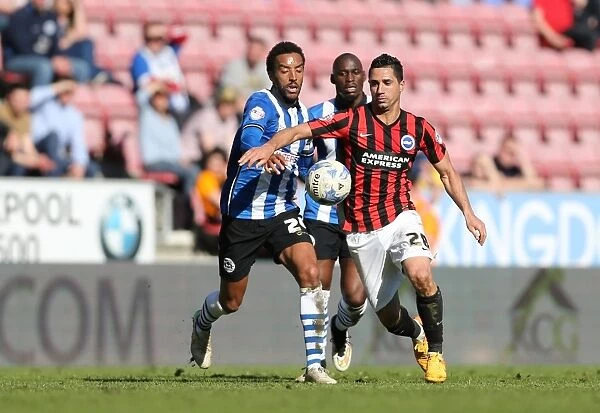 Brighton's Kayal in Action: Wigan Athletic vs. Brighton and Hove Albion (18APR15)
