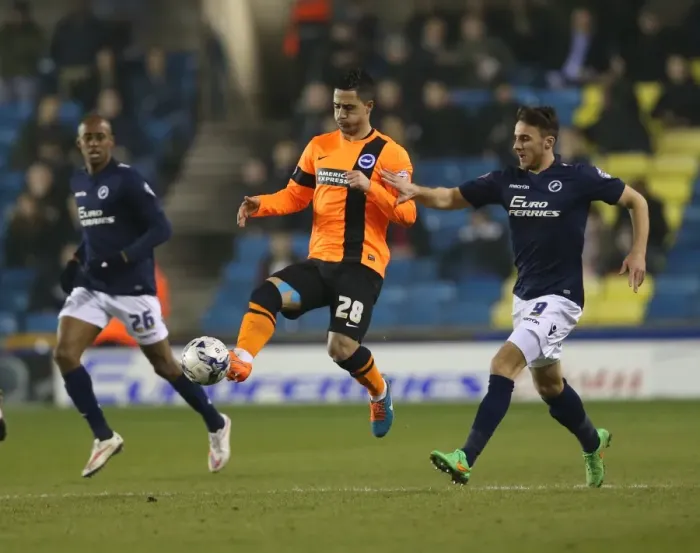 Framed Print : Brighton's Kayal Fights for Control in Intense Millwall vs. Brighton Clash (17MAR15)