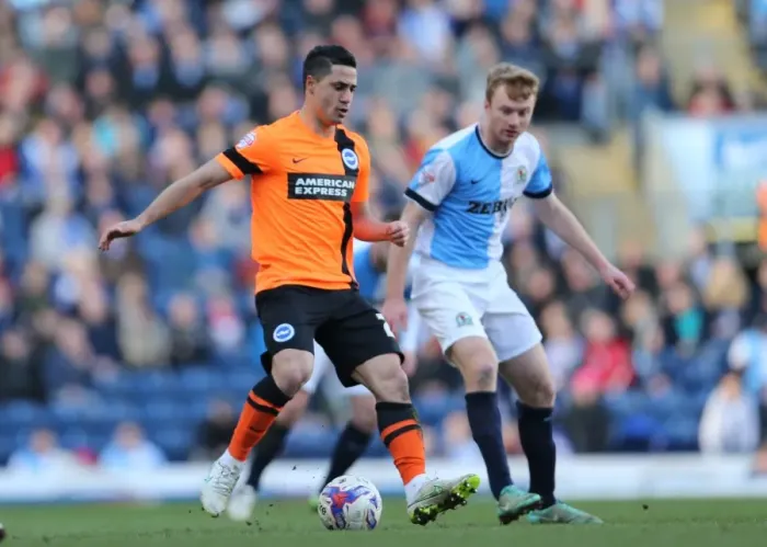 Framed Print : Brighton's Kayal Fights for Possession Against Blackburn Rovers (21MAR15)