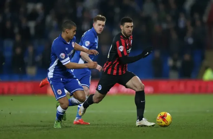 Framed Print : Brighton's Leon Best Fights for Goal Against Cardiff City in Sky Bet Championship Clash, 10th February 2015 Framed Print : Brighton's Leon Best Fights for Goal Against Cardiff City in Sky Bet Championship Clash, 10th February 2015
