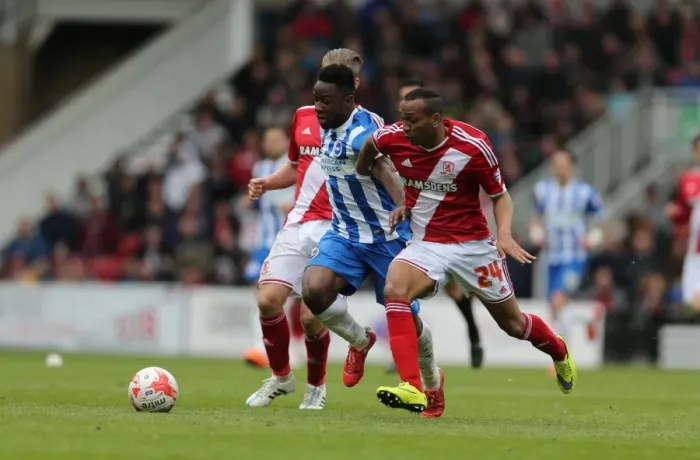 Framed Print : Brighton's LuaLua Shines in Middlesbrough Showdown, May 2015 Framed Print : Brighton's LuaLua Shines in Middlesbrough Showdown, May 2015