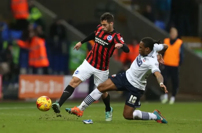 Framed Print : Brighton's Sam Baldock Battles for Goal Against Bolton Wanderers in Championship Match (28FEB15) Framed Print : Brighton's Sam Baldock Battles for Goal Against Bolton Wanderers in Championship Match (28FEB15)