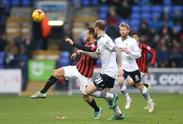 Brighton's Sam Baldock Fights for Goal Against Bolton Wanderers in Championship Clash (28FEB15)