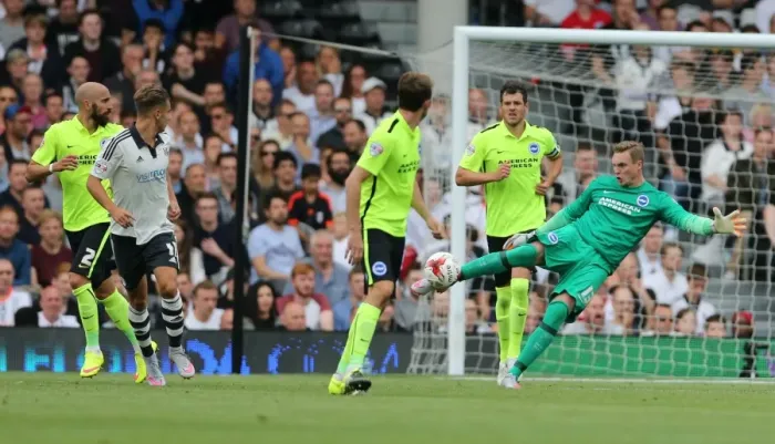 Framed Print : Brighton's Stockdale Kicks Clear in Fulham Clash, Sky Bet Championship 2015 Framed Print : Brighton's Stockdale Kicks Clear in Fulham Clash, Sky Bet Championship 2015